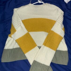 moon & madison Colorblock Sweater - Cream, Mustard, and Green